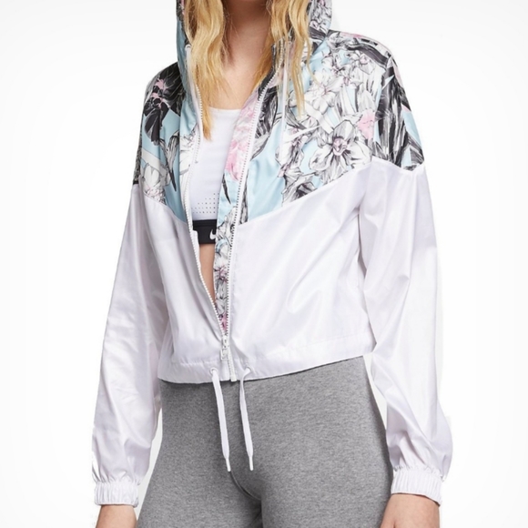 Nike Floral Cropped Windrunner Jacket AR5151 100 - Picture 4 of 14